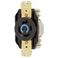 Hubbell Wiring Device-Kellems Locking Devices, Twist-Lock®, Single Flush Receptacle, 20A, 250V AC, 3-Pole, 4-Wire Grounding, Black HBL2420RT